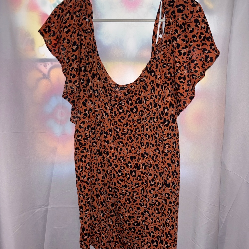 Leopard Print blouse with Flutter Sleeves